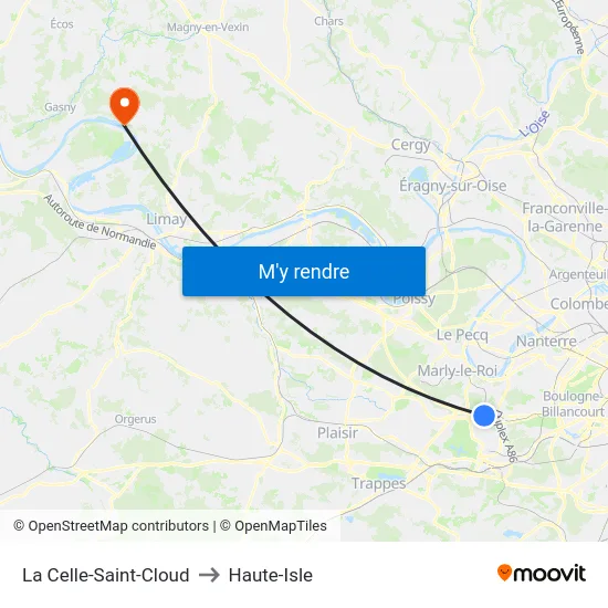 La Celle-Saint-Cloud to Haute-Isle map