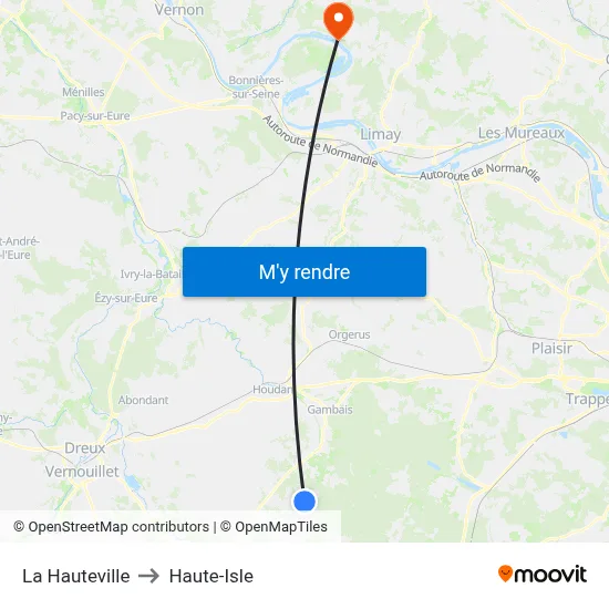 La Hauteville to Haute-Isle map