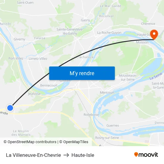La Villeneuve-En-Chevrie to Haute-Isle map