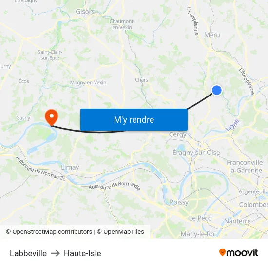 Labbeville to Haute-Isle map