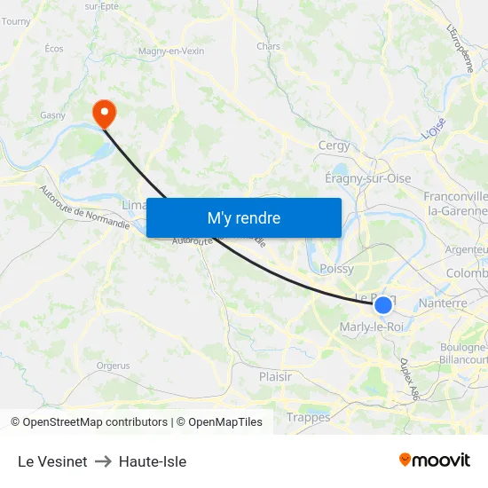 Le Vesinet to Haute-Isle map