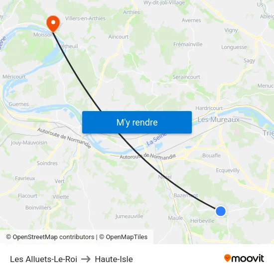 Les Alluets-Le-Roi to Haute-Isle map