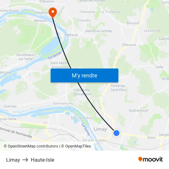 Limay to Haute-Isle map