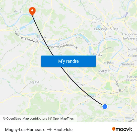Magny-Les-Hameaux to Haute-Isle map
