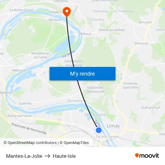 Mantes-La-Jolie to Haute-Isle map