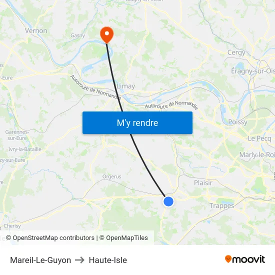 Mareil-Le-Guyon to Haute-Isle map