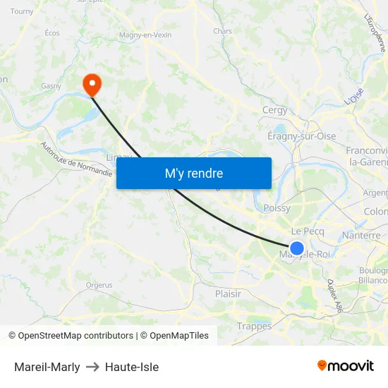 Mareil-Marly to Haute-Isle map