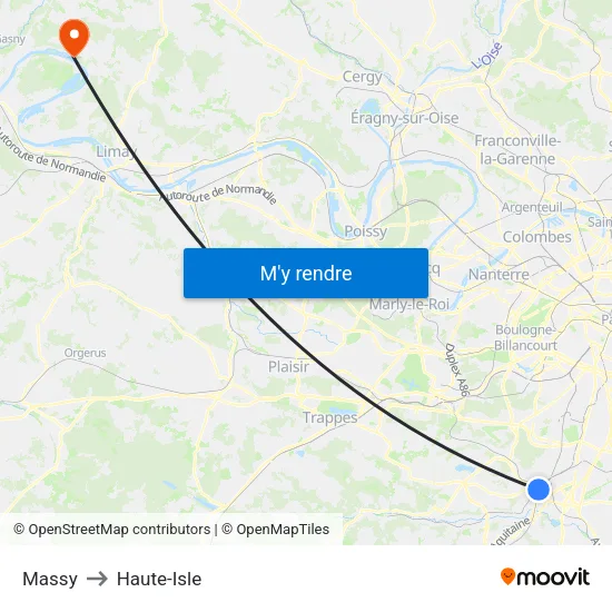 Massy to Haute-Isle map