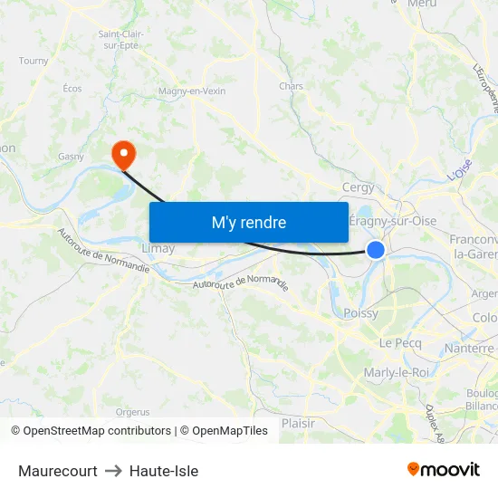 Maurecourt to Haute-Isle map