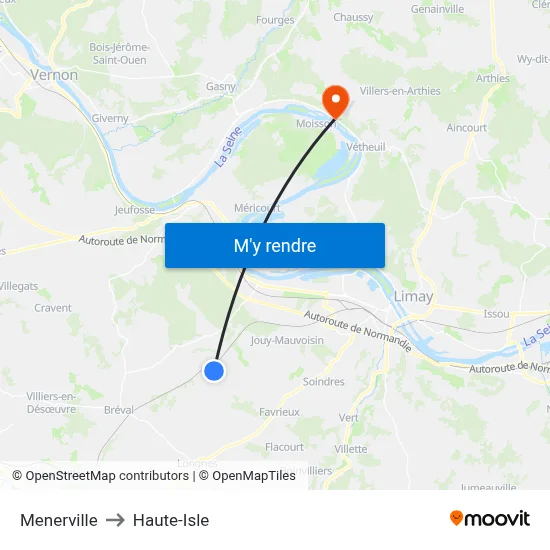 Menerville to Haute-Isle map