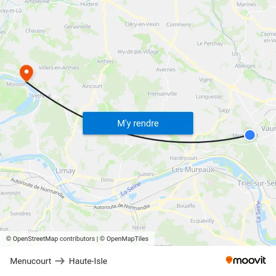 Menucourt to Haute-Isle map