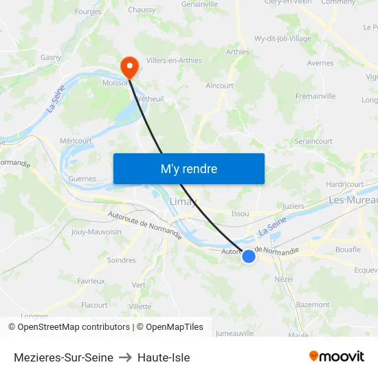 Mezieres-Sur-Seine to Haute-Isle map