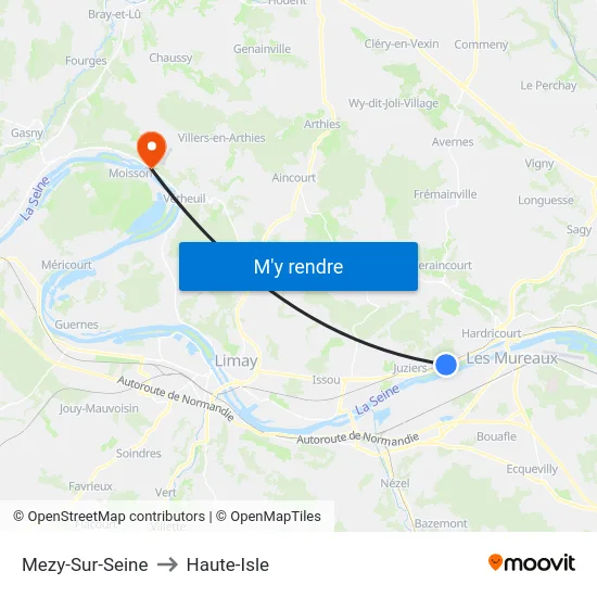 Mezy-Sur-Seine to Haute-Isle map