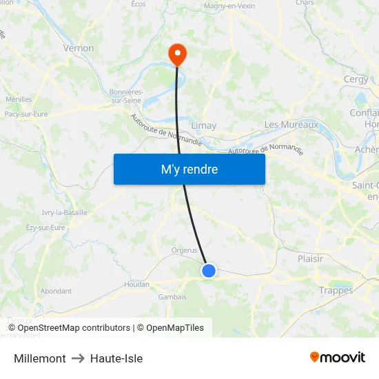 Millemont to Haute-Isle map