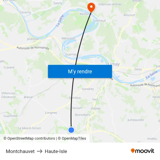 Montchauvet to Haute-Isle map