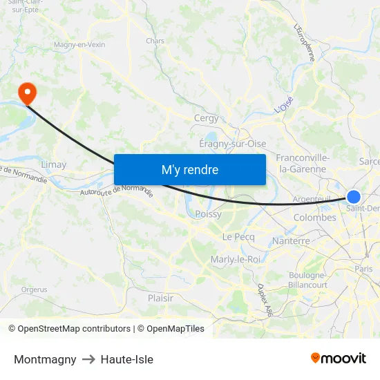 Montmagny to Haute-Isle map