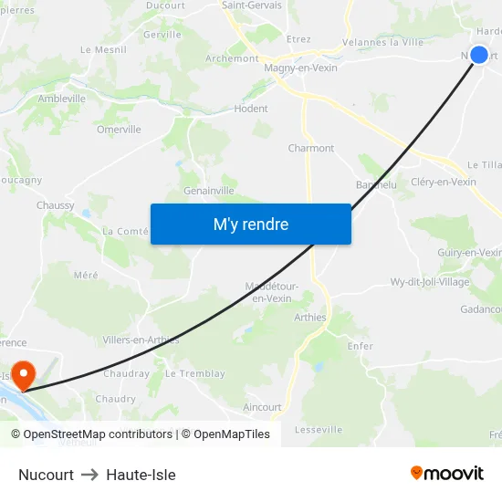 Nucourt to Haute-Isle map