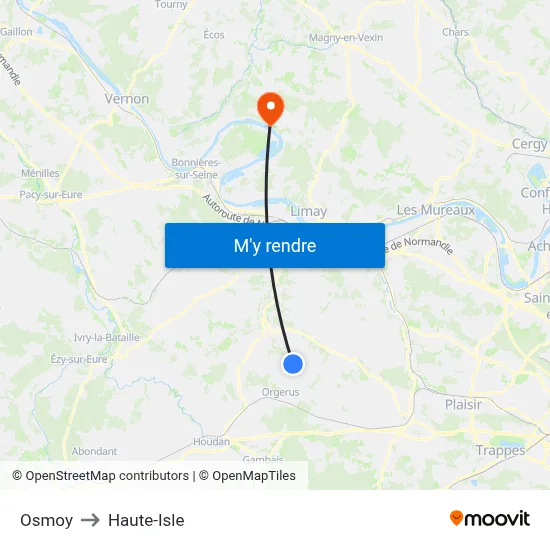 Osmoy to Haute-Isle map