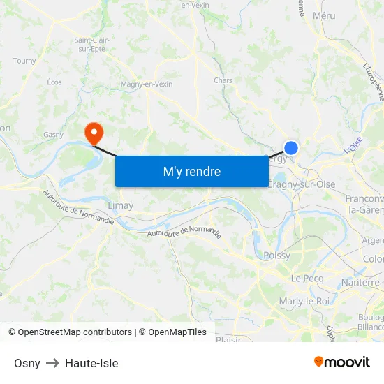 Osny to Haute-Isle map