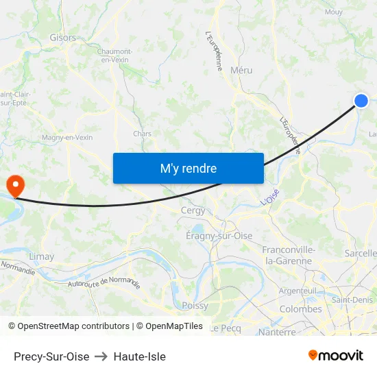 Precy-Sur-Oise to Haute-Isle map