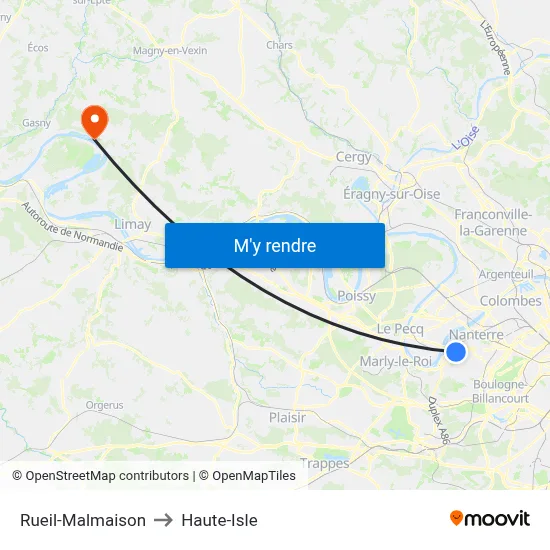 Rueil-Malmaison to Haute-Isle map