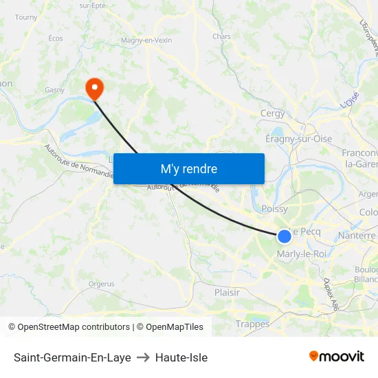 Saint-Germain-En-Laye to Haute-Isle map