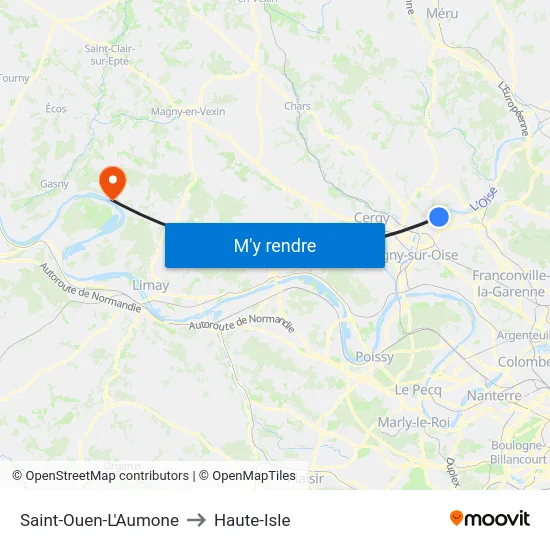Saint-Ouen-L'Aumone to Haute-Isle map