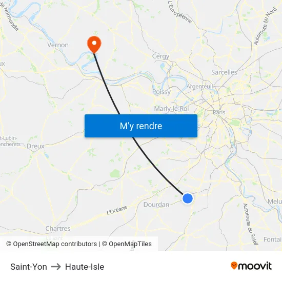 Saint-Yon to Haute-Isle map
