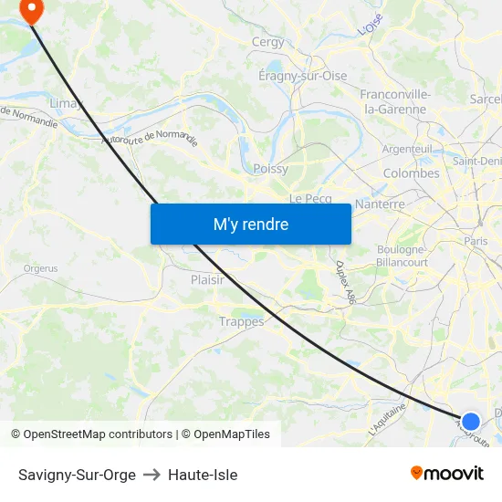 Savigny-Sur-Orge to Haute-Isle map