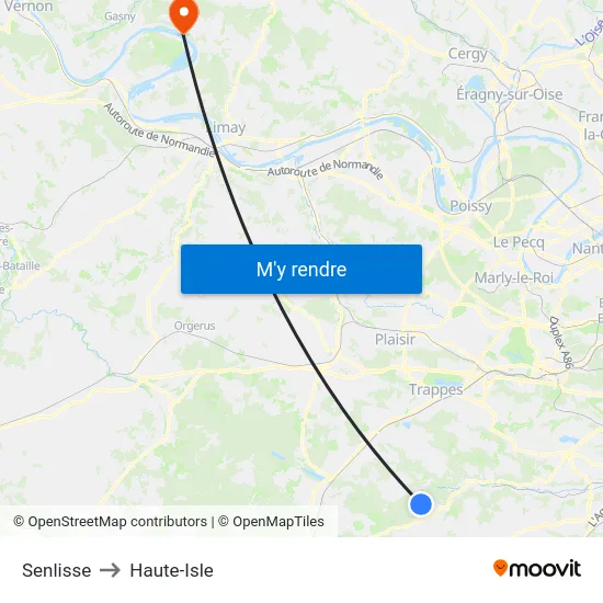Senlisse to Haute-Isle map