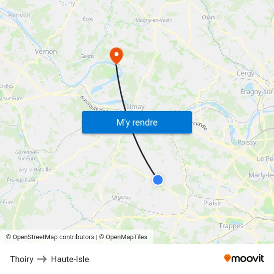 Thoiry to Haute-Isle map