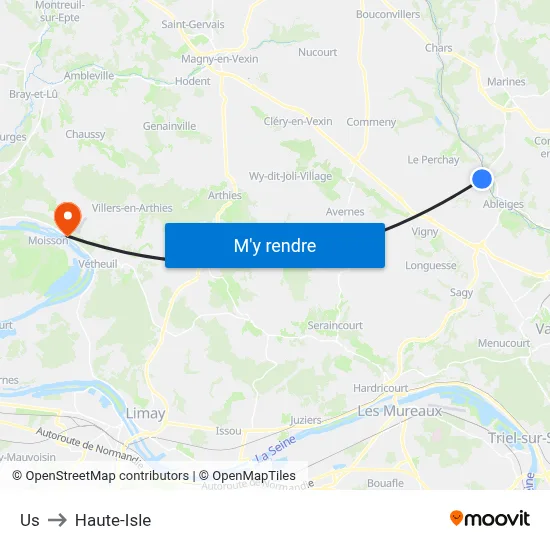 Us to Haute-Isle map