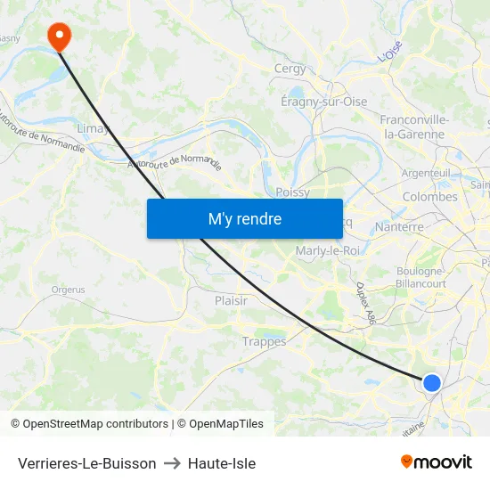 Verrieres-Le-Buisson to Haute-Isle map