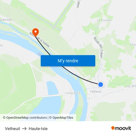 Vetheuil to Haute-Isle map