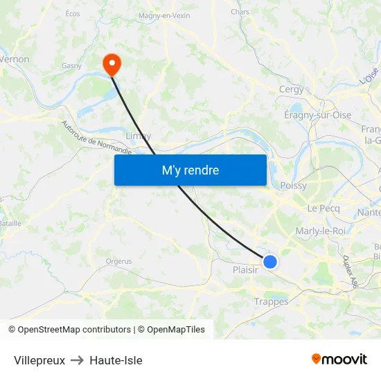Villepreux to Haute-Isle map