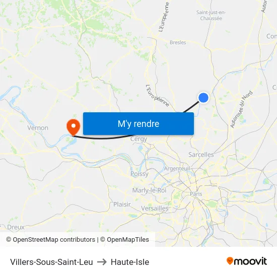 Villers-Sous-Saint-Leu to Haute-Isle map