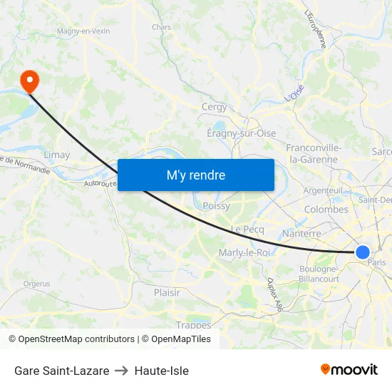 Gare Saint-Lazare to Haute-Isle map