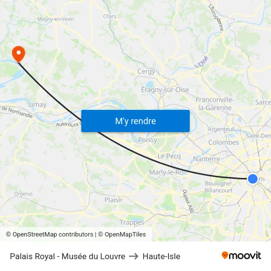 Palais Royal - Musée du Louvre to Haute-Isle map