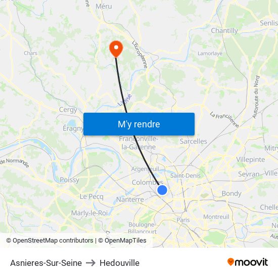 Asnieres-Sur-Seine to Hedouville map