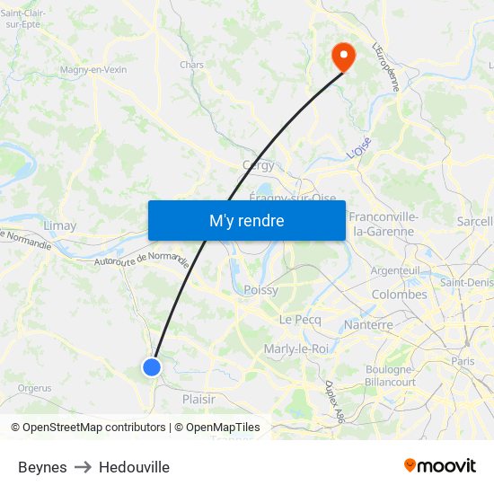 Beynes to Hedouville map