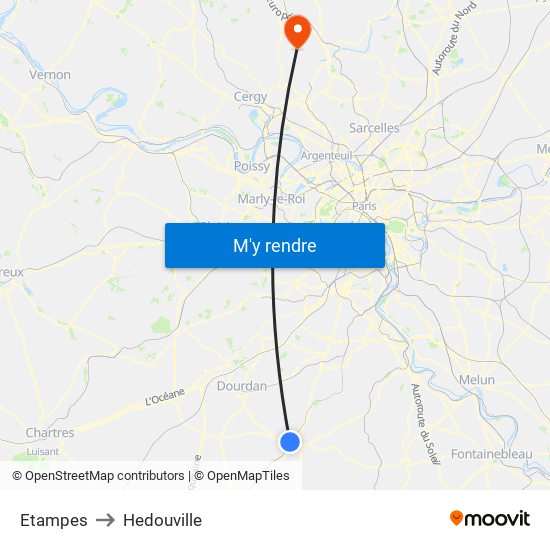 Etampes to Hedouville map