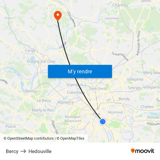 Bercy to Hedouville map