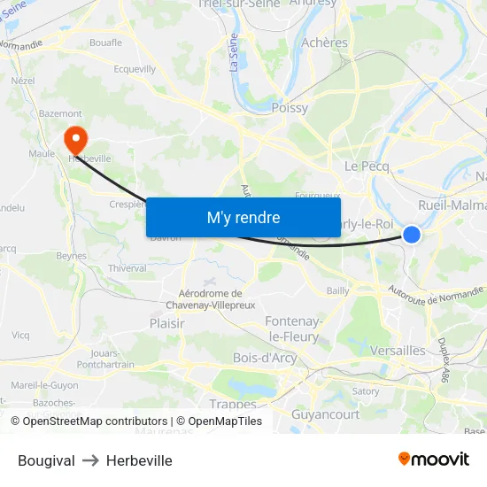 Bougival to Herbeville map