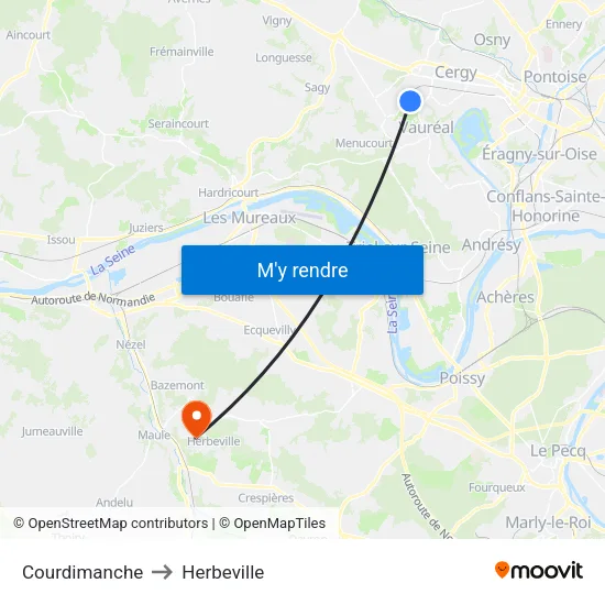 Courdimanche to Herbeville map