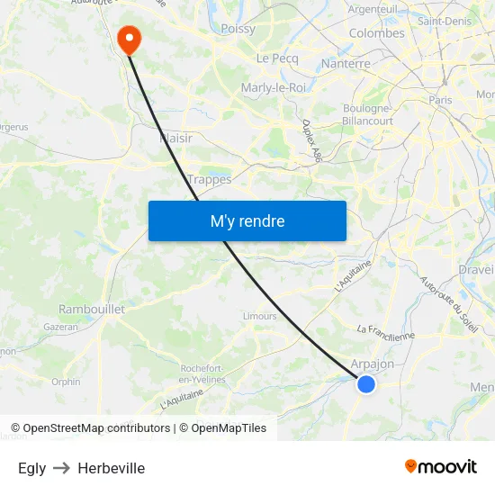 Egly to Herbeville map
