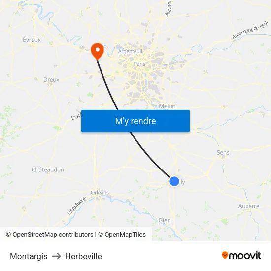 Montargis to Herbeville map