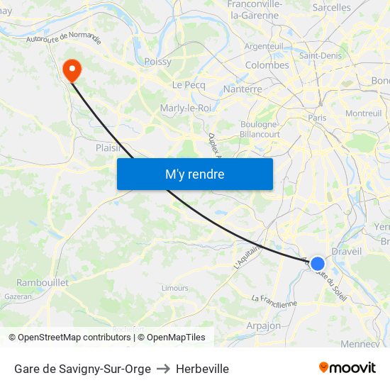 Gare de Savigny-Sur-Orge to Herbeville map