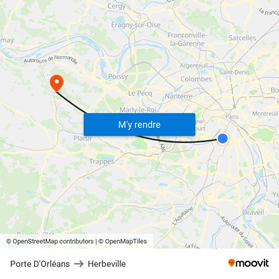 Porte D'Orléans to Herbeville map