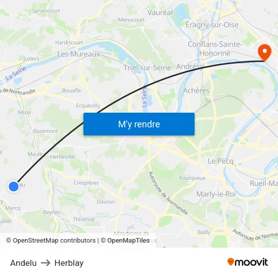 Andelu to Herblay map