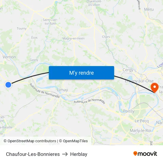 Chaufour-Les-Bonnieres to Herblay map